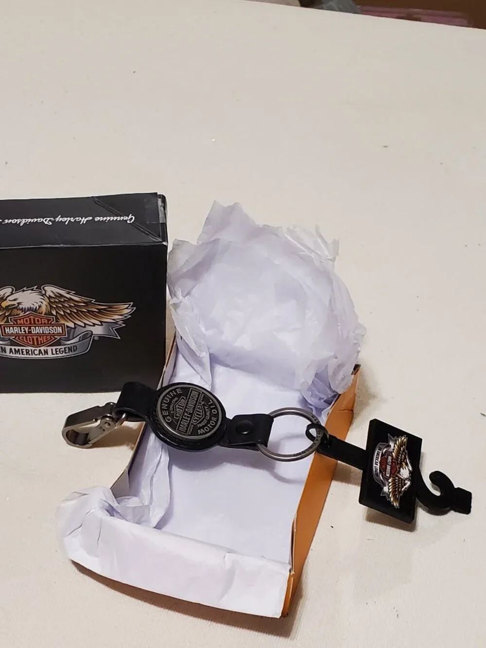 Harley-Davidson Vintage LEATHER Keychain - Brand New W/tag (& giftbox)